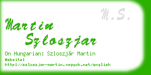 martin szloszjar business card
